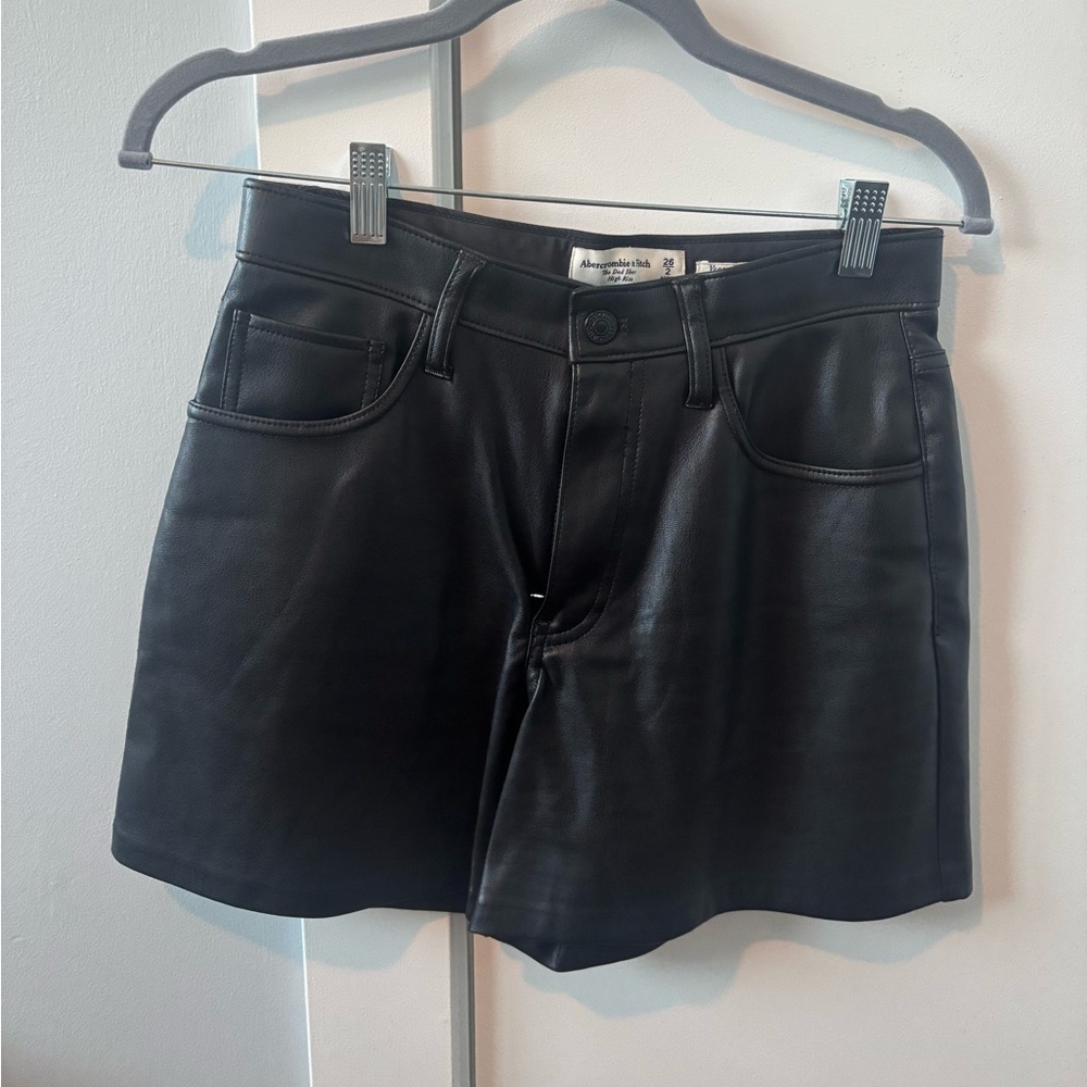 Abercrombie & Fitch Black Faux Leather Bermuda Shorts